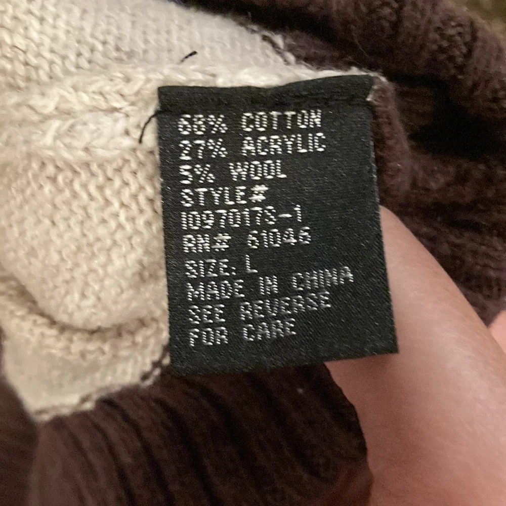 Vanity Brown and Cream Striped V-Neck Sweater - Picture 4 of 4